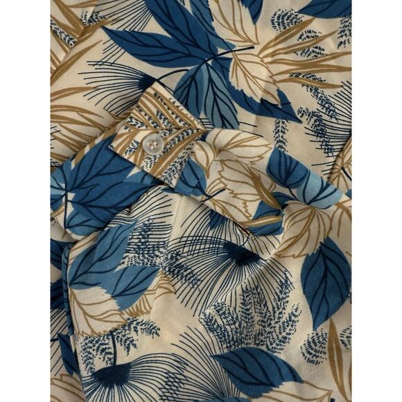 Vintage 80s Koret Blue‎ Floral Button-Up Long-Sleeve Blouse - Picture 4 of 11